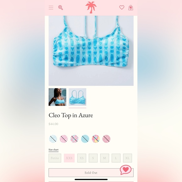 Pink Palm Puff Aqua Bikini Top - Picture 3 of 3